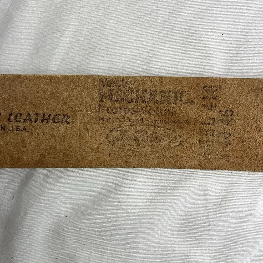 Master Mechanic Hand Tooled camel Belt Size 35 to 45, no buckle, Interchangeable